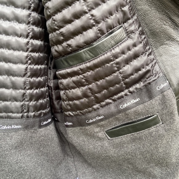 Calvin Klein Black Leather Jacket Fleece & Quilted Lining Men's Size M - Picture 12 of 15